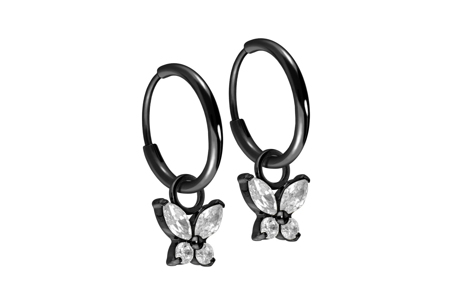 Titan Ohrclicker Creolen KRISTALLSCHMETTERLING von Piercingline